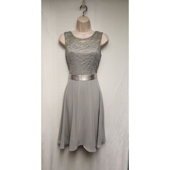 Bery Love Women's Floral Lace Fit & Flare Skater Mini Short Dress Color Gray SM - Picture 8 of 9